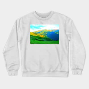 View from Strada Provinciale 5 in Piani di Ragnolo at meadows and Sibillini crests Crewneck Sweatshirt